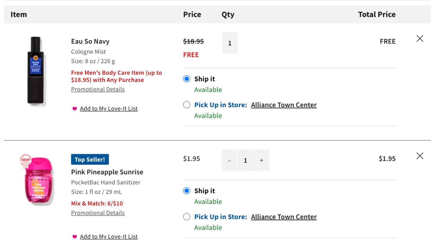 FREE Men’s Body Care Item at Bath & Body Works with Any Purchase